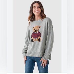 Gray Sweater with Bear Design NWT Oversized Wishlist Social Threads Sweater S